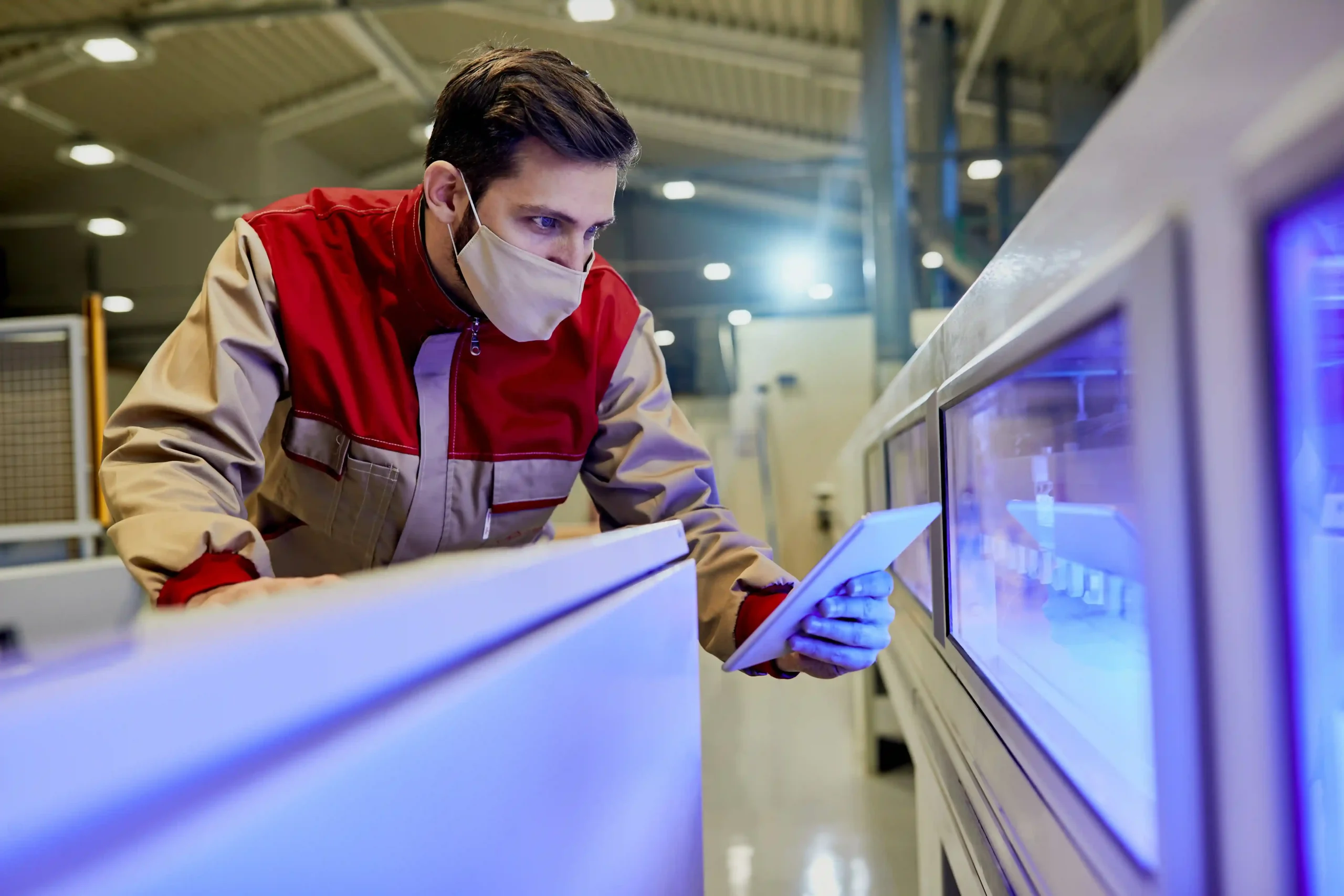 Chiller Room Manufacturer in UAE inspecting and monitoring industrial refrigeration systems during cold storage engineering and quality control process