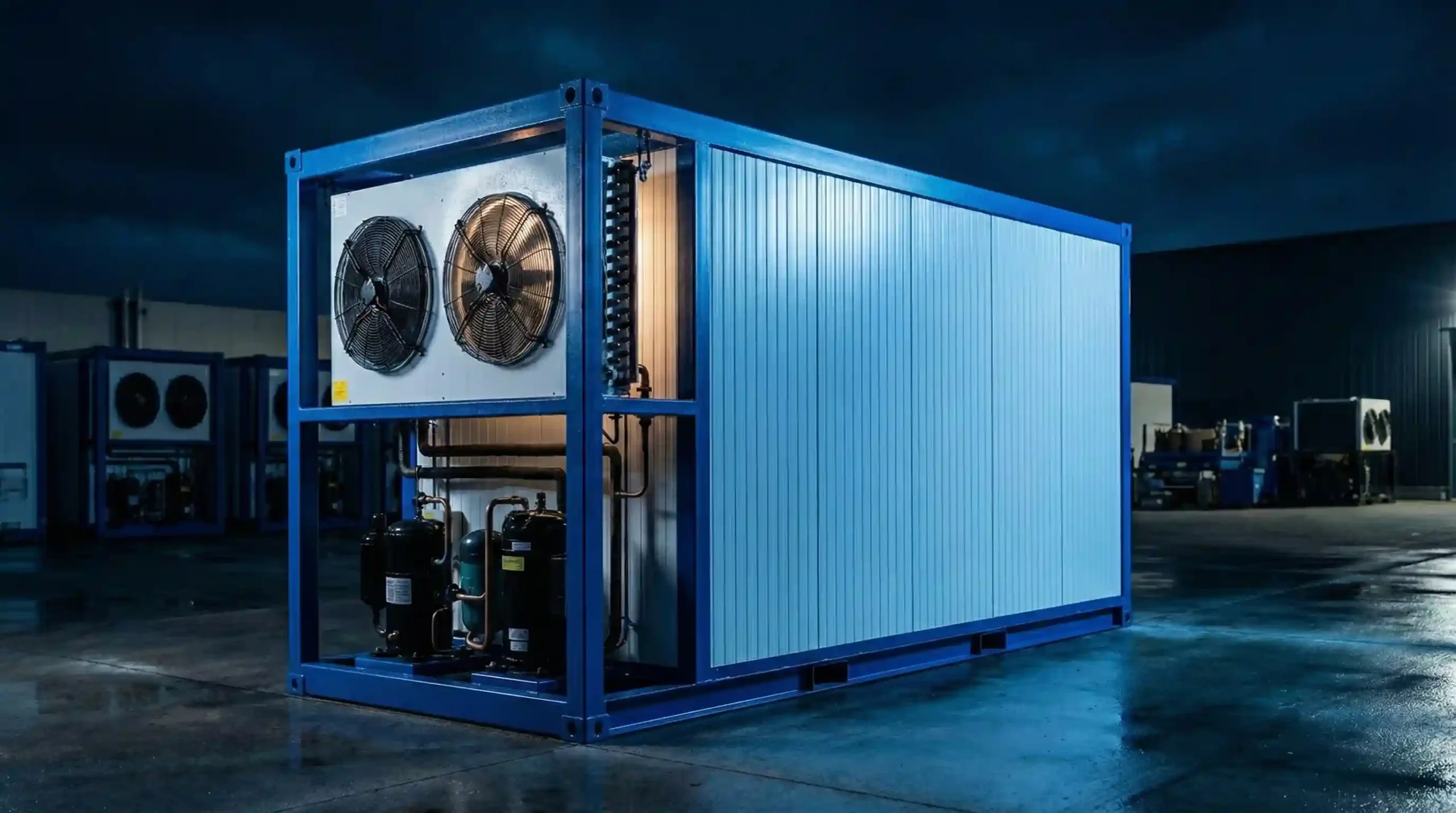 Portable chiller systems in UAE used for temporary commercial cold storage with mobile, self-contained refrigeration unit