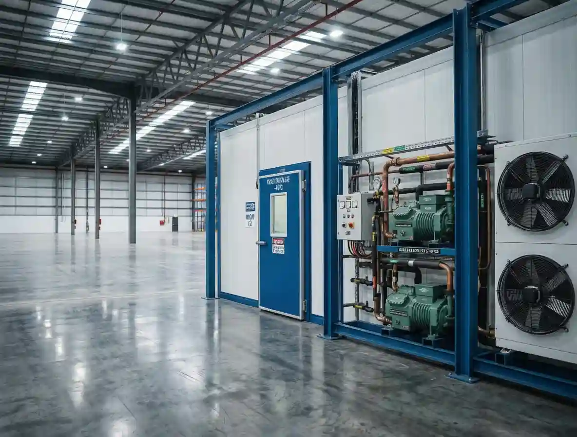 industrial chiller room solutions in UAE installed in a large warehouse cold storage facility
