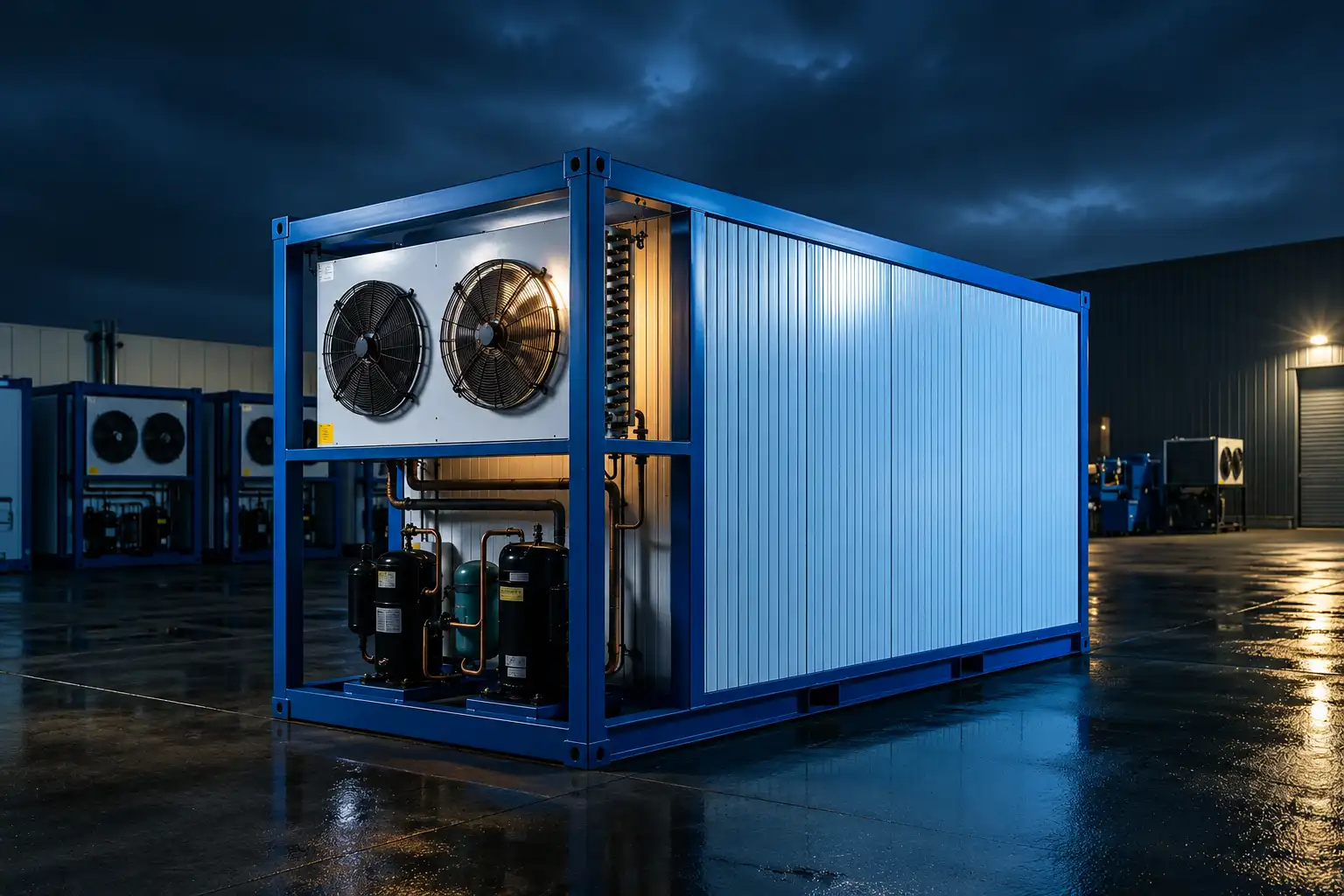 Portable chiller systems in UAE used for temporary commercial cold storage with mobile, self-contained refrigeration unit