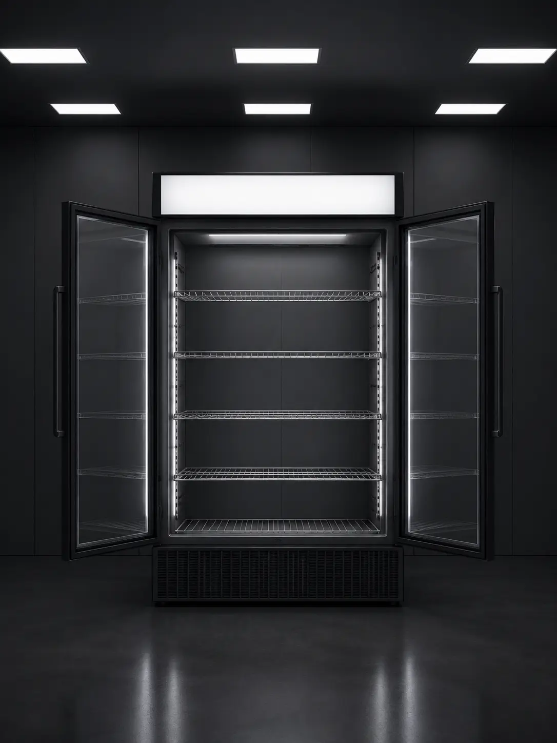Walk-in blast chiller system for commercial kitchen and food storage operations in UAE with illuminated cooling shelves