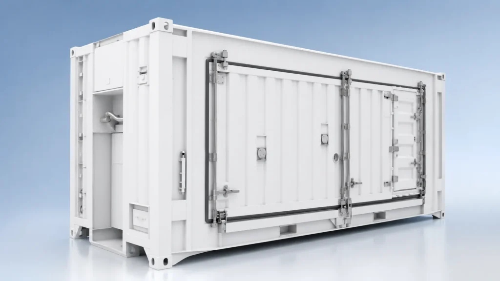 Shipping container cold room manufactured for UAE businesses with an insulated container structure, access doors, and cold storage build features.