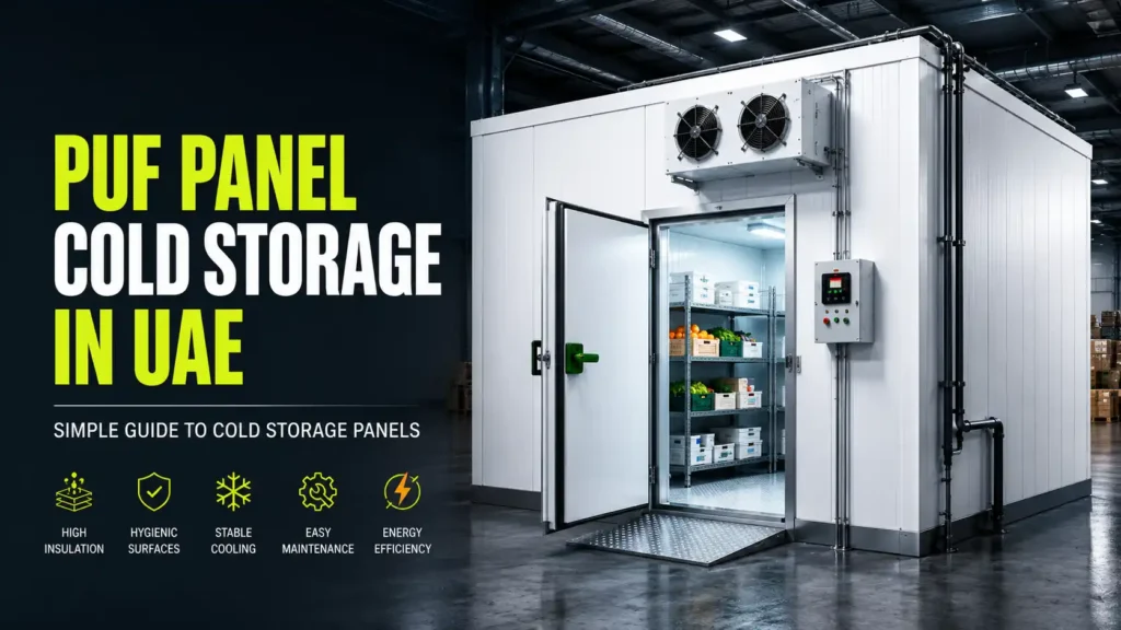 PUF panel cold storage room in UAE with insulated cold room panels and open chilled storage