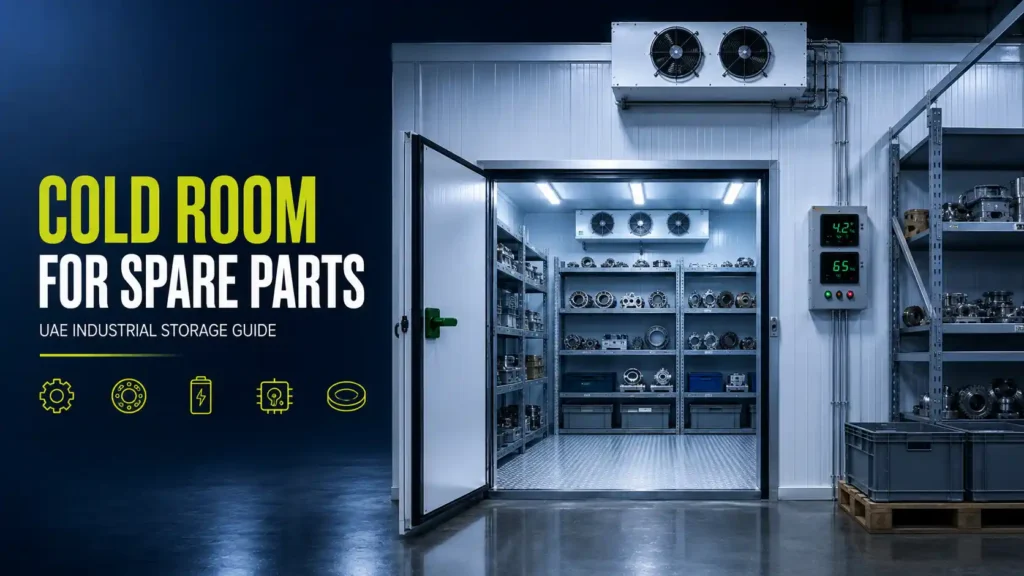 Cold room for spare parts with temperature-controlled storage racks in UAE