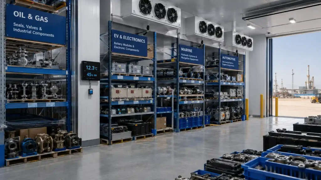 Industrial cold storage for oil and gas, EV, marine and automotive spare parts