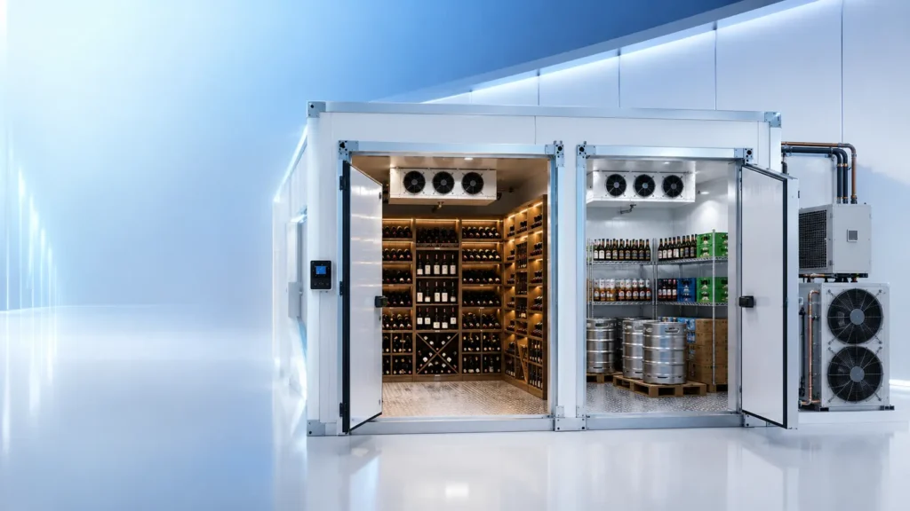Wine and beer chiller rooms for commercial beverage storage in UAE