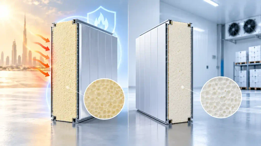 PIR and PU insulated panels compared for cold room insulation in the UAE