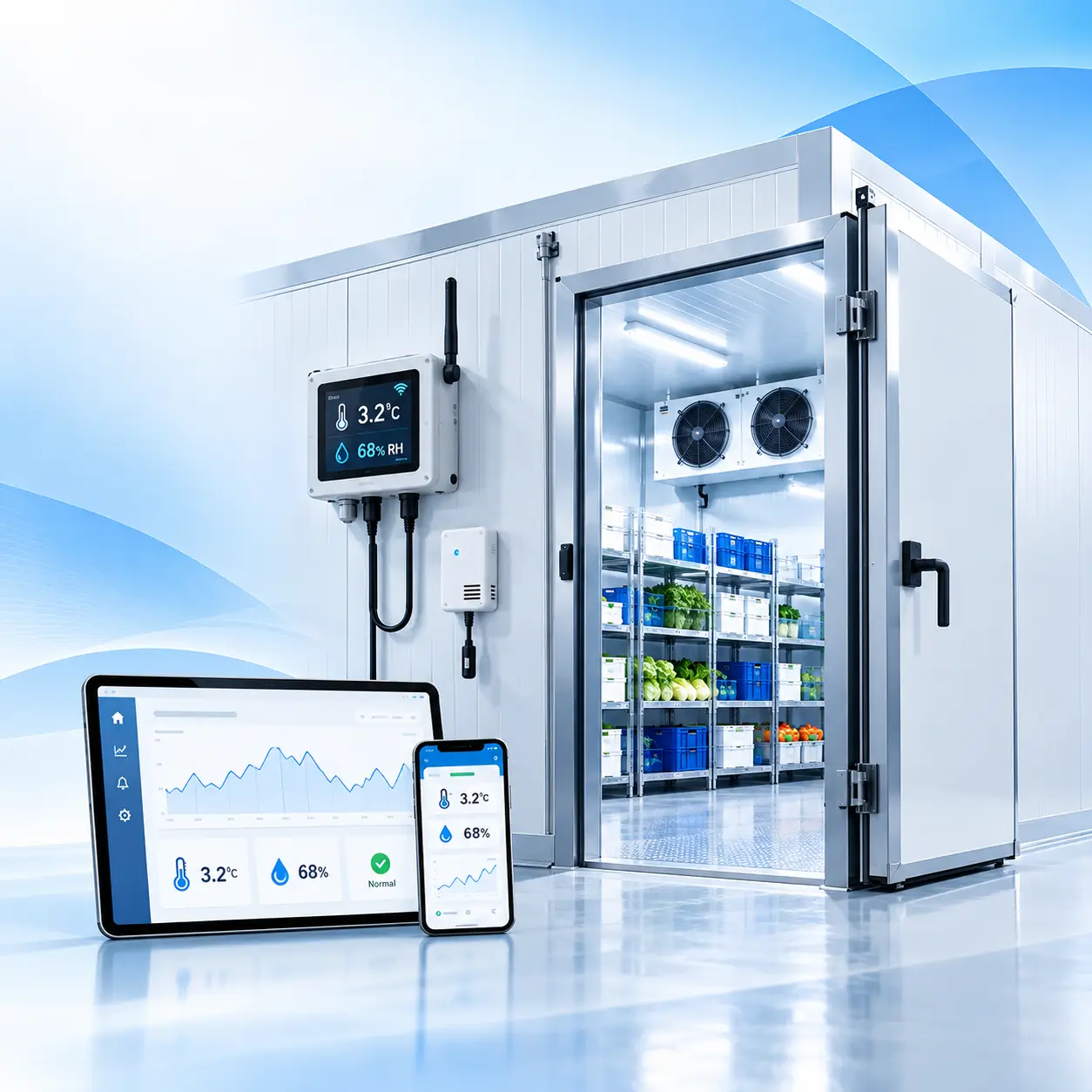 Smart chiller room with IoT temperature and humidity monitoring system