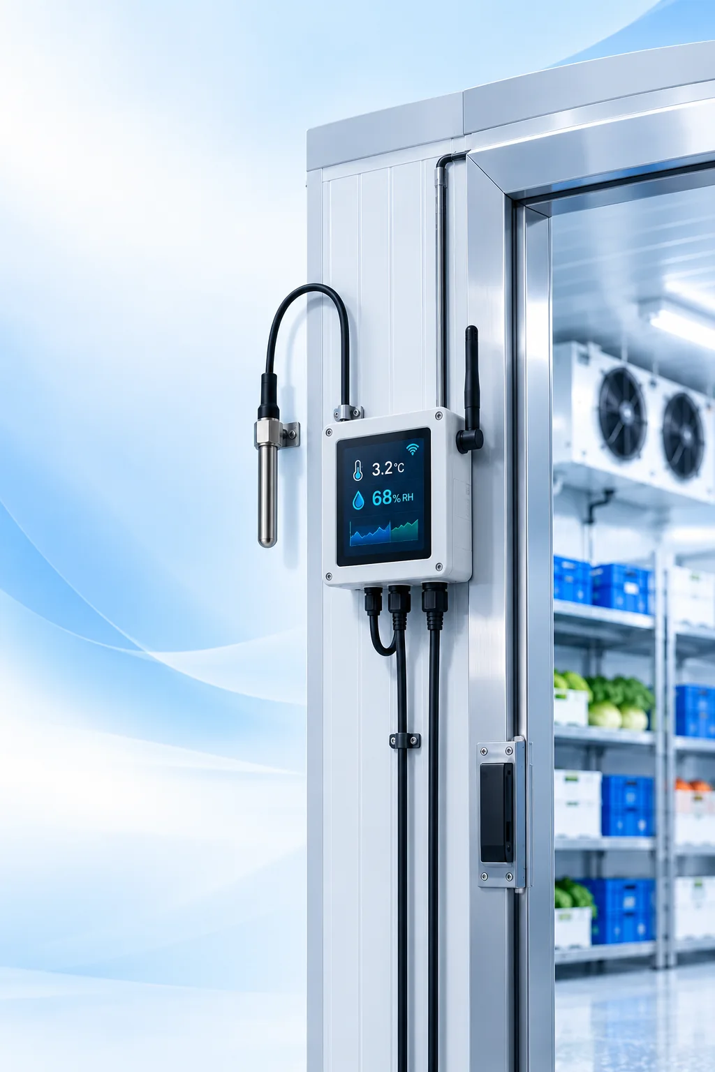 Smart chiller room temperature and humidity monitoring device