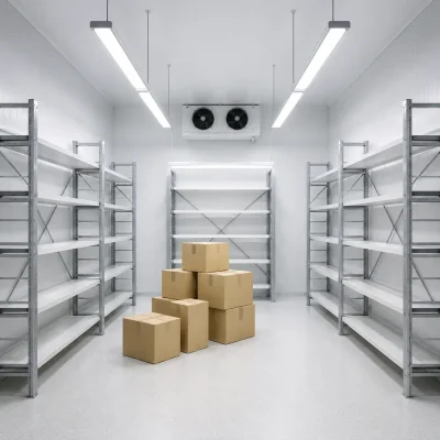 Custom-engineered industrial chiller room designed for specific temperature and capacity requirements.
